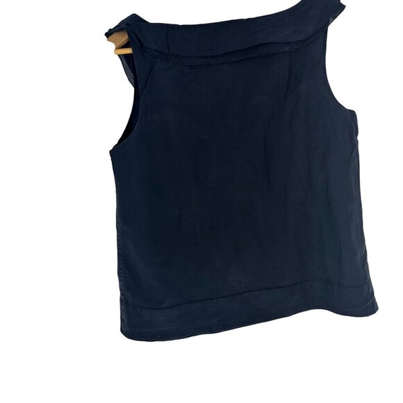 Martin + Osa Navy Sleeveless Top With Ruffle Detail  Womens 6 100% Cotton - Picture 4 of 6